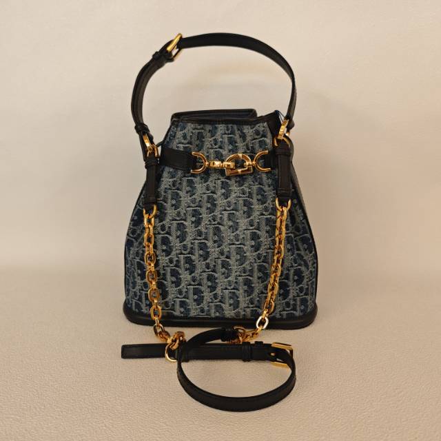DIOR Shoulder Bag C'est bucket Bucket Bag Blue Canvas 24 × 10 × 25.5 cm — cover view 4 of 4