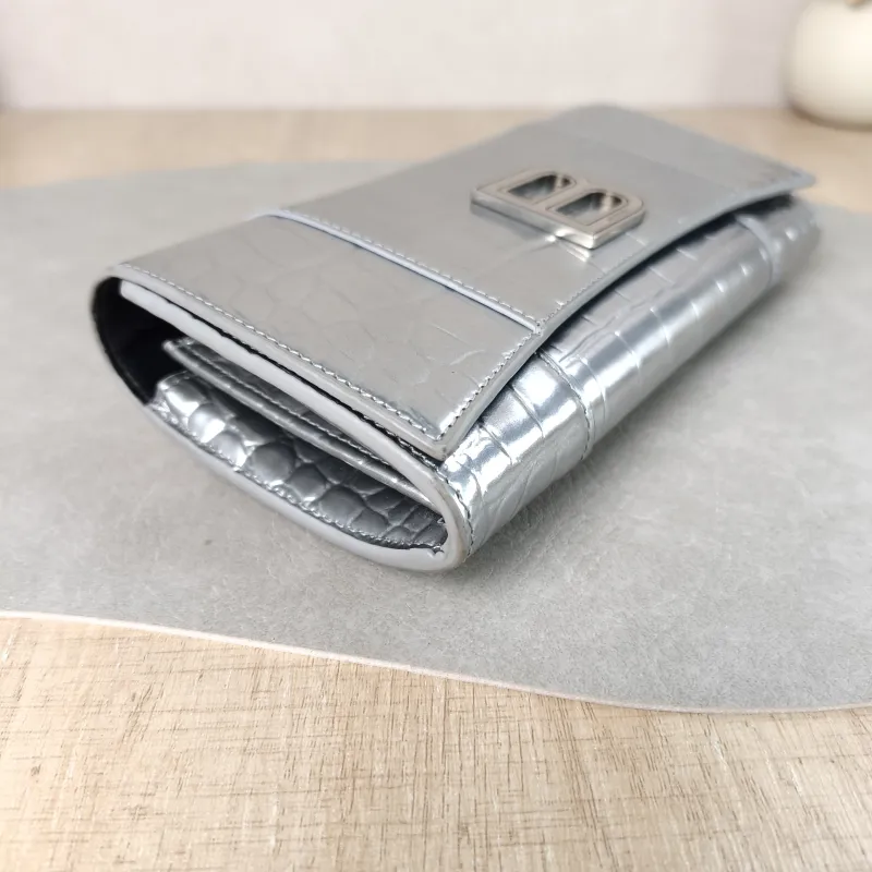 BALENCIAGA Crossbody Bag WOC Crossbody Bag Silver Calfskin One Size 19.5 × 3 × 10 cm — detail view 4 of 13