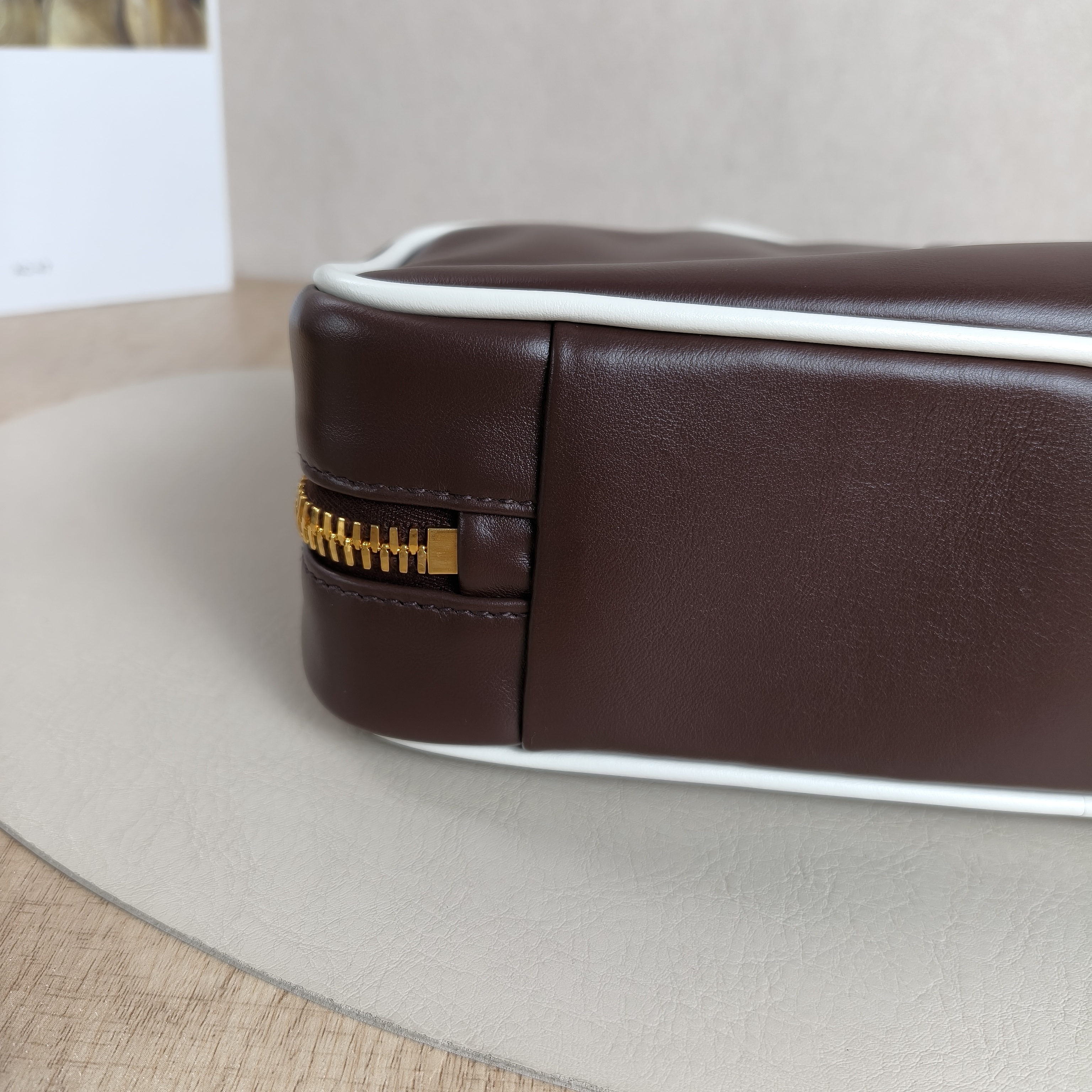 Miumiu Top Handle Bag Beau Brown White Calfskin 28 × 8 × 11.5 cm — cover view 6 of 11