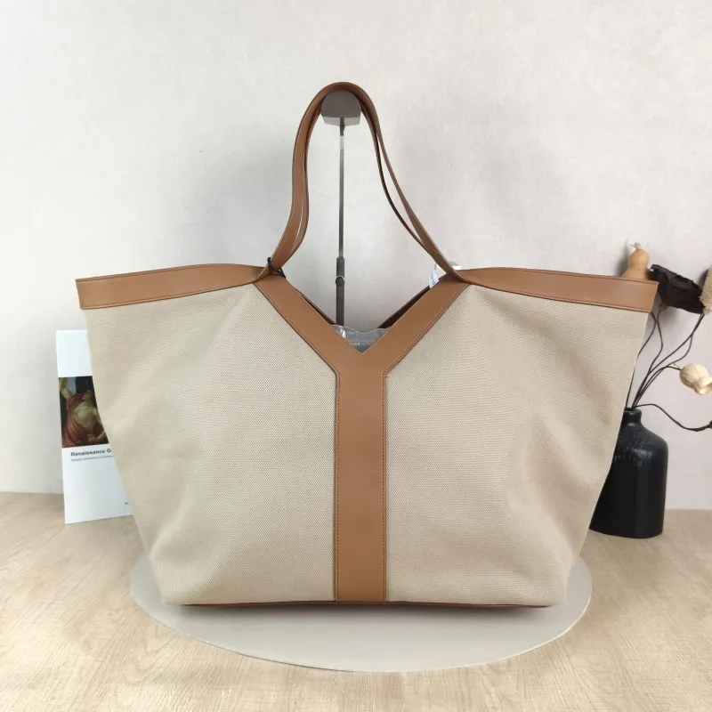 SAINT LAURENT Shoulder Bag Y Tote Bag Brown Canvas One Size 36 × 21 × 34 cm — cover view 4 of 4
