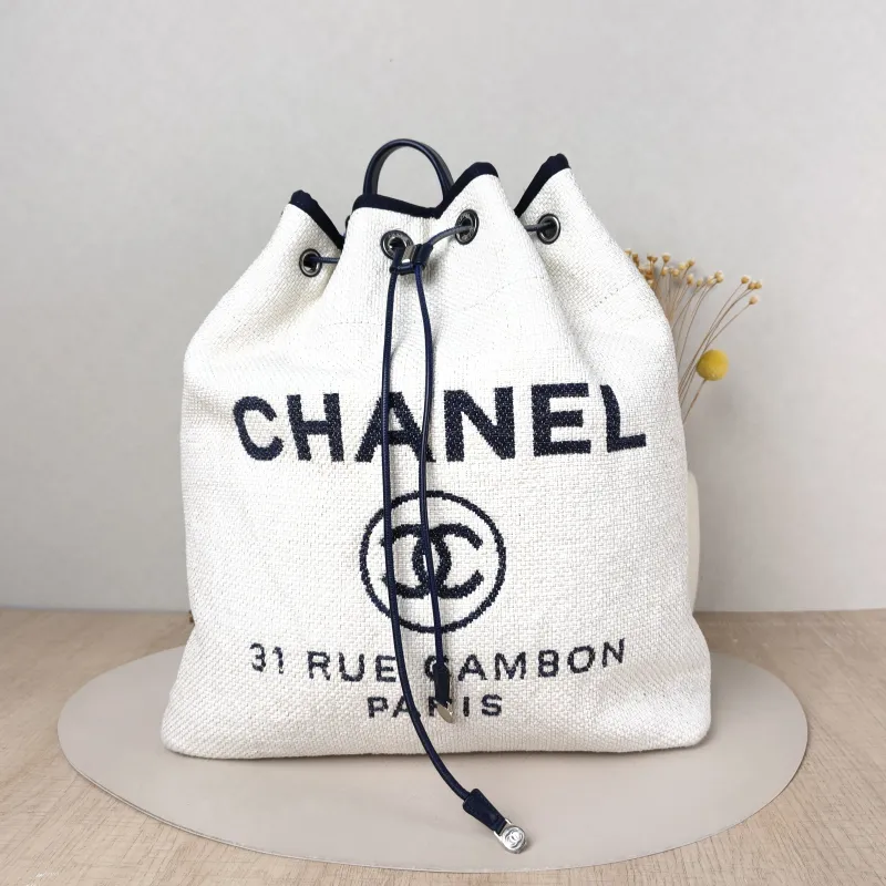 Chanel Backpack Backpack White Blue One Size 33 × 12 × 39 cm 23