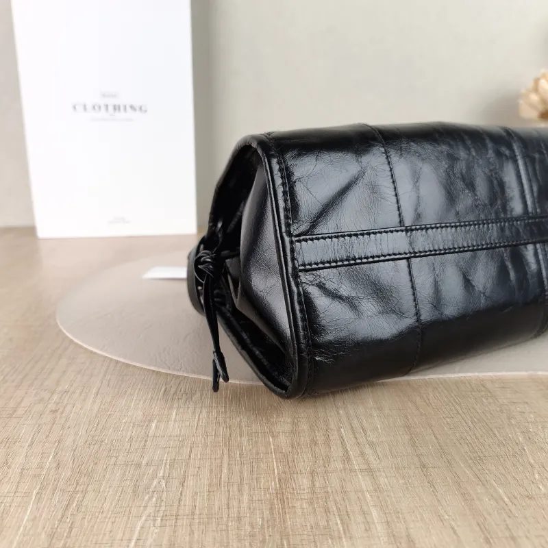 PRADA Shoulder Bag Bonnie Soft Lux Black Waxed Leather Medium 32 × 12 × 15.5 cm — detail view 2 of 11
