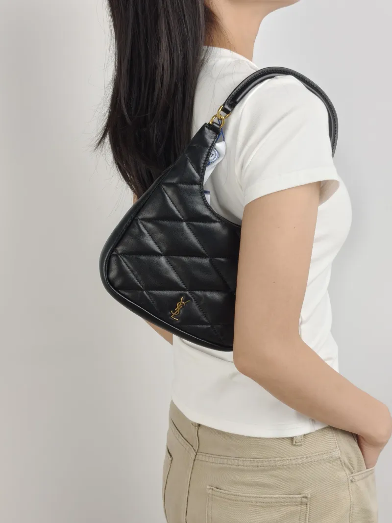 SAINT LAURENT Shoulder Bag Black Lambskin One Size 20 × 3 × 21 cm — on-model view 1 of 4