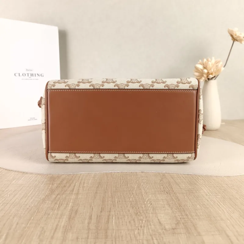 CELINE Top Handle Bag CABAS TRIOMPHE White PVC Small 22 × 15 × 17 cm — cover view 3 of 5