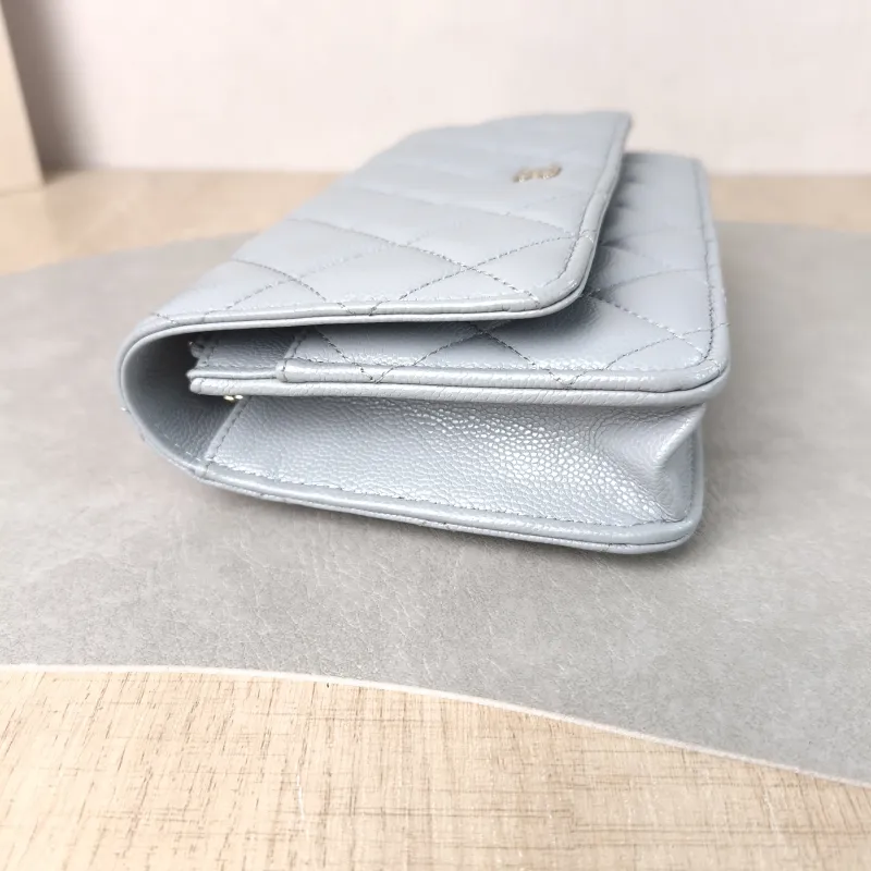 Chanel Crossbody Bag Classic Flap WOC CF WOCWOC Bag Grey Grained Calfskin Mini 19.2 × 3.5 × 12.3 cm — detail view 2 of 11