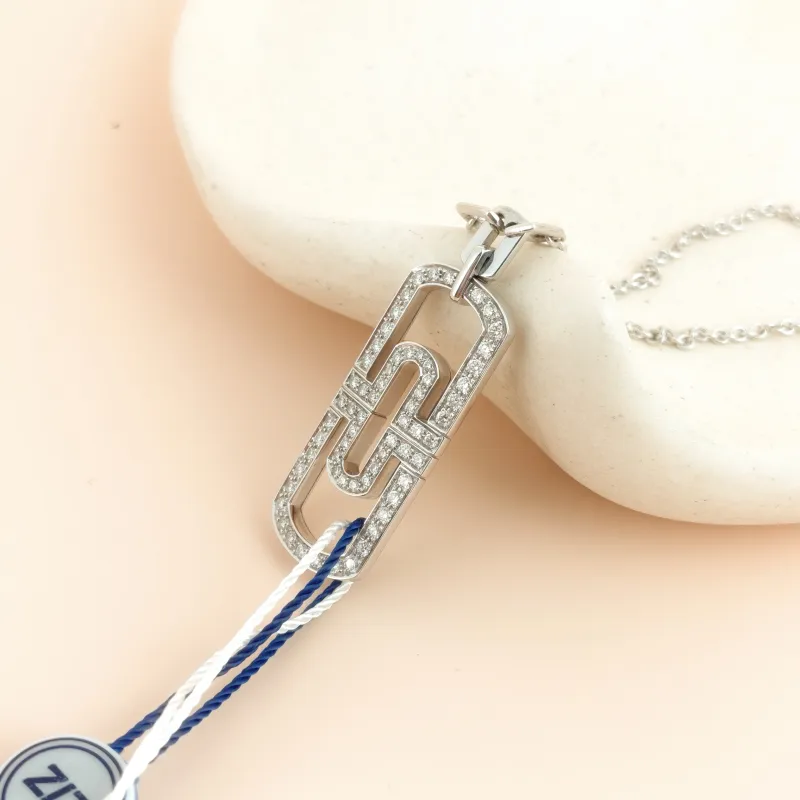 Bvlgari Necklace Parentesi Collection Pavé Diamond Necklace White Gold 18KW hite Gold Diamond One Size 46cm — cover view 2 of 8