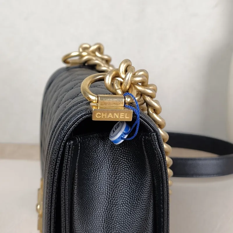 Chanel Crossbody Bag Le Boy​ Black Grained Calfskin Small 20.5 × 8.5 × 12 cm — detail view 13 of 15