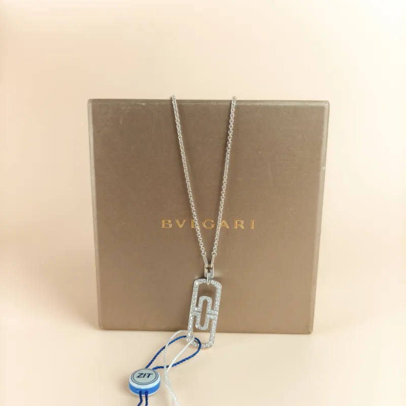 Bvlgari Necklace Parentesi Collection Pavé Diamond Necklace White Gold 18KW hite Gold Diamond One Size 46cm — cover view 8 of 8