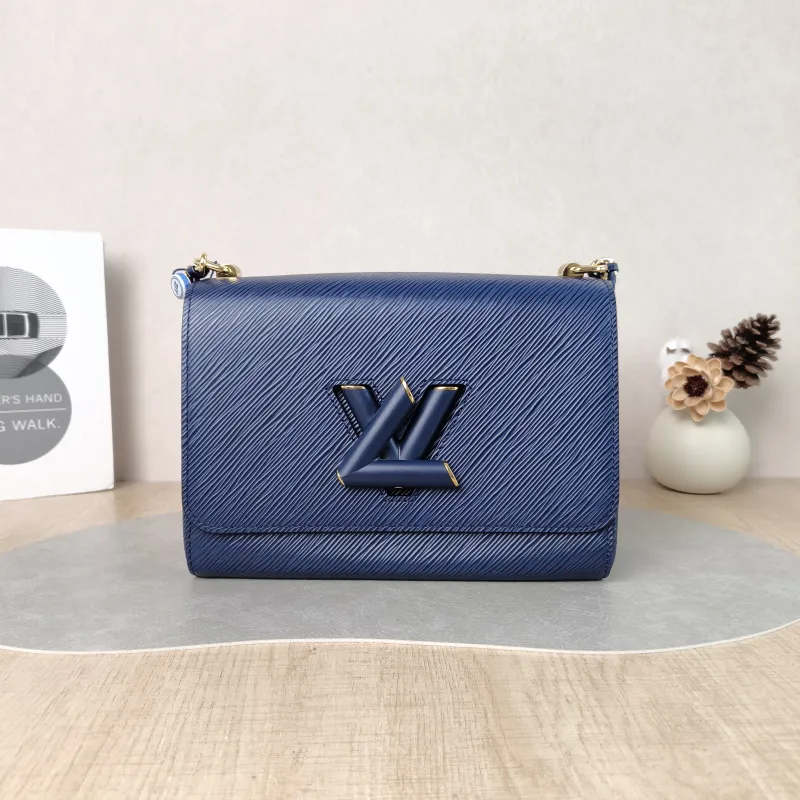 Louis Vuitton Crossbody Bag Twist Blue Calfskin Medium 23 × 9.5 × 17 cm