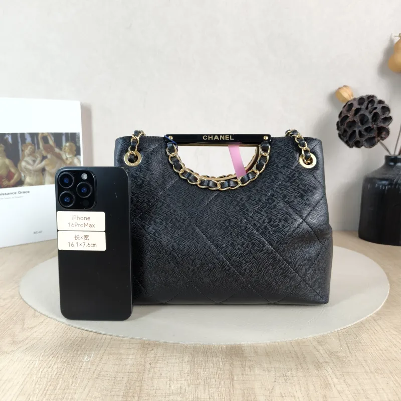 Chanel Top Handle Bag Shoulder Bag Black Grained Calfskin One Size 25 × 9 × 20 cm 29 — cover view 3 of 6