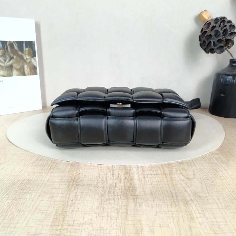 Bottega Veneta Crossbody Bag Padded Cassette Woven Black Lambskin Medium 26 × 8 × 18 cm — cover view 2 of 6