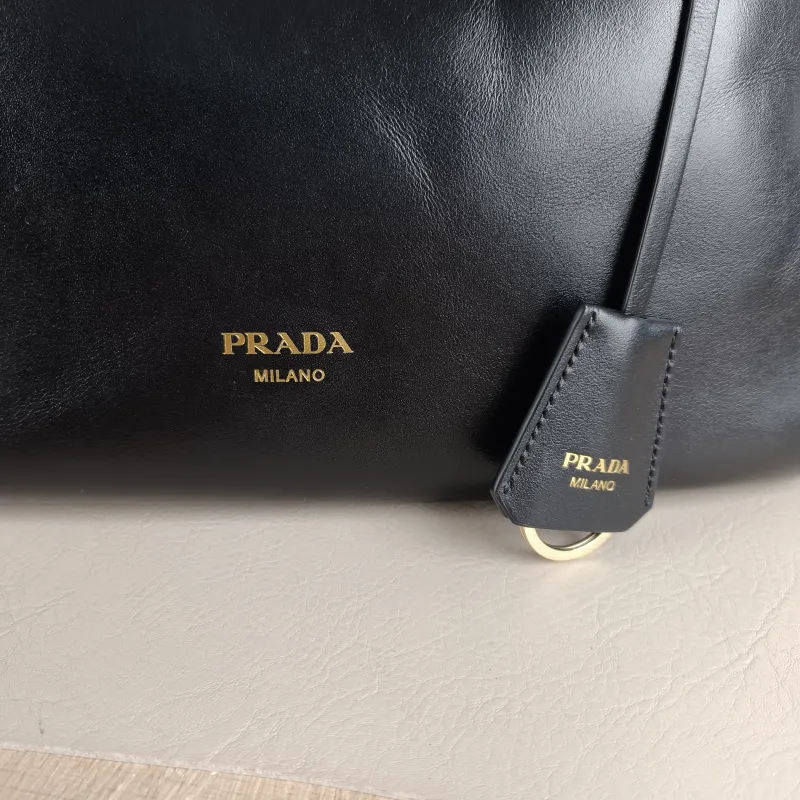 PRADA Shoulder Bag Aimée Black Calfskin 30 × 10 × 22 cm — detail view 10 of 11