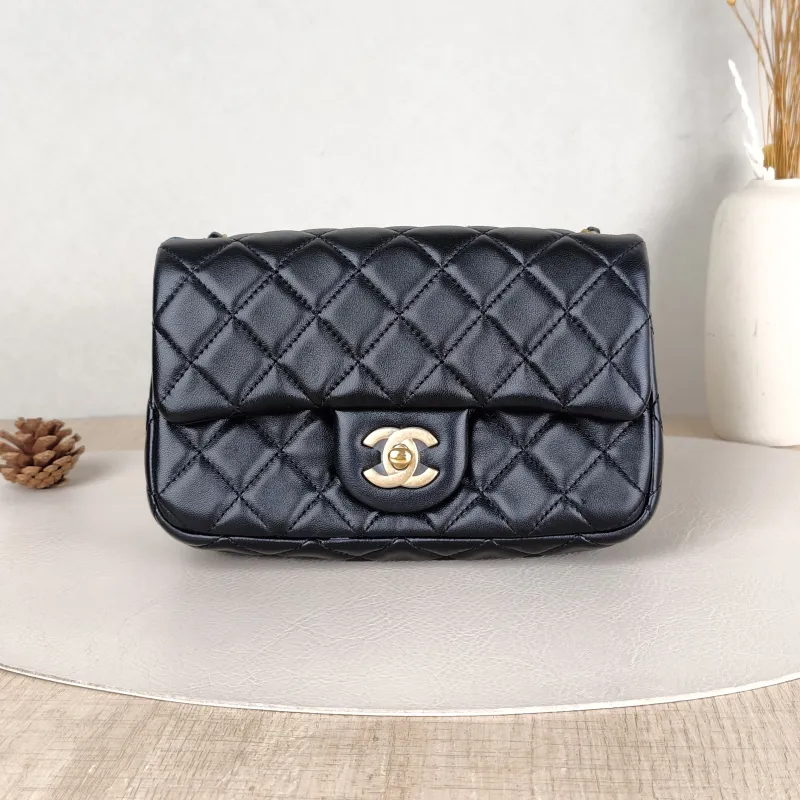 Chanel Crossbody Bag Classic Flap Large Mini CF Mini Black SL ambskin mini 20 × 6 × 12 cm