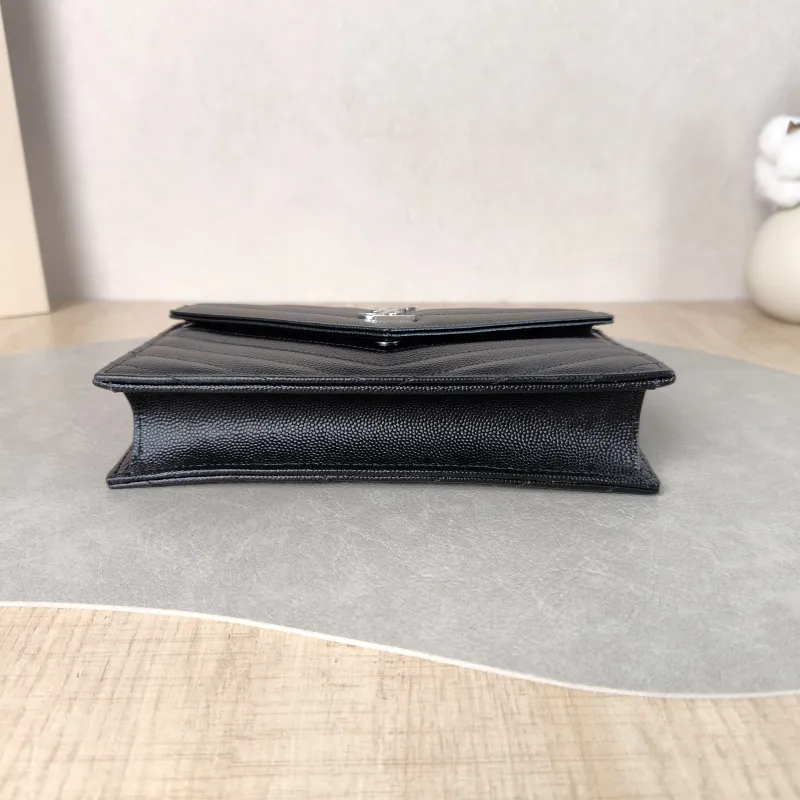 SAINT LAURENT Crossbody Bag CASSANDRE ENVELOPE Black Calfskin One Size 19 × 3.5 × 12.5 cm — cover view 4 of 5