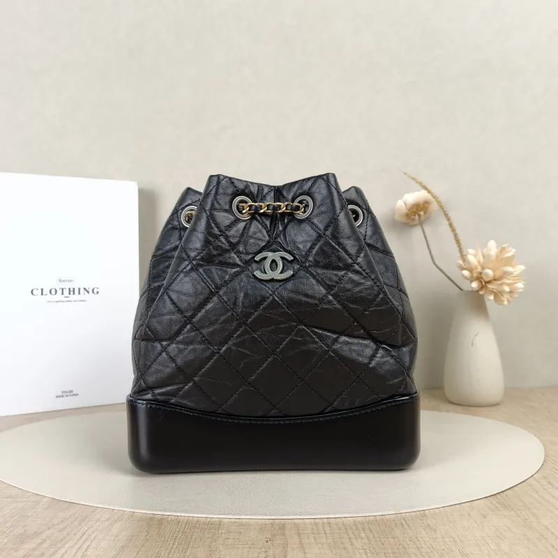 Chanel Crossbody Bag Gabrielle Gabrielle Bag Backpack Black CC alfskin Small22.5 × 10.5 × 23 cm