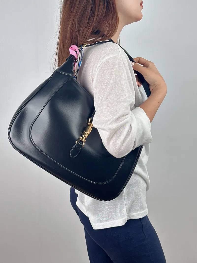 GUCCI Shoulder Bag Jackie 1961Collection Black Calfskin Large 36.5 × 4.5 × 24.5 cm — on-model view 2 of 2