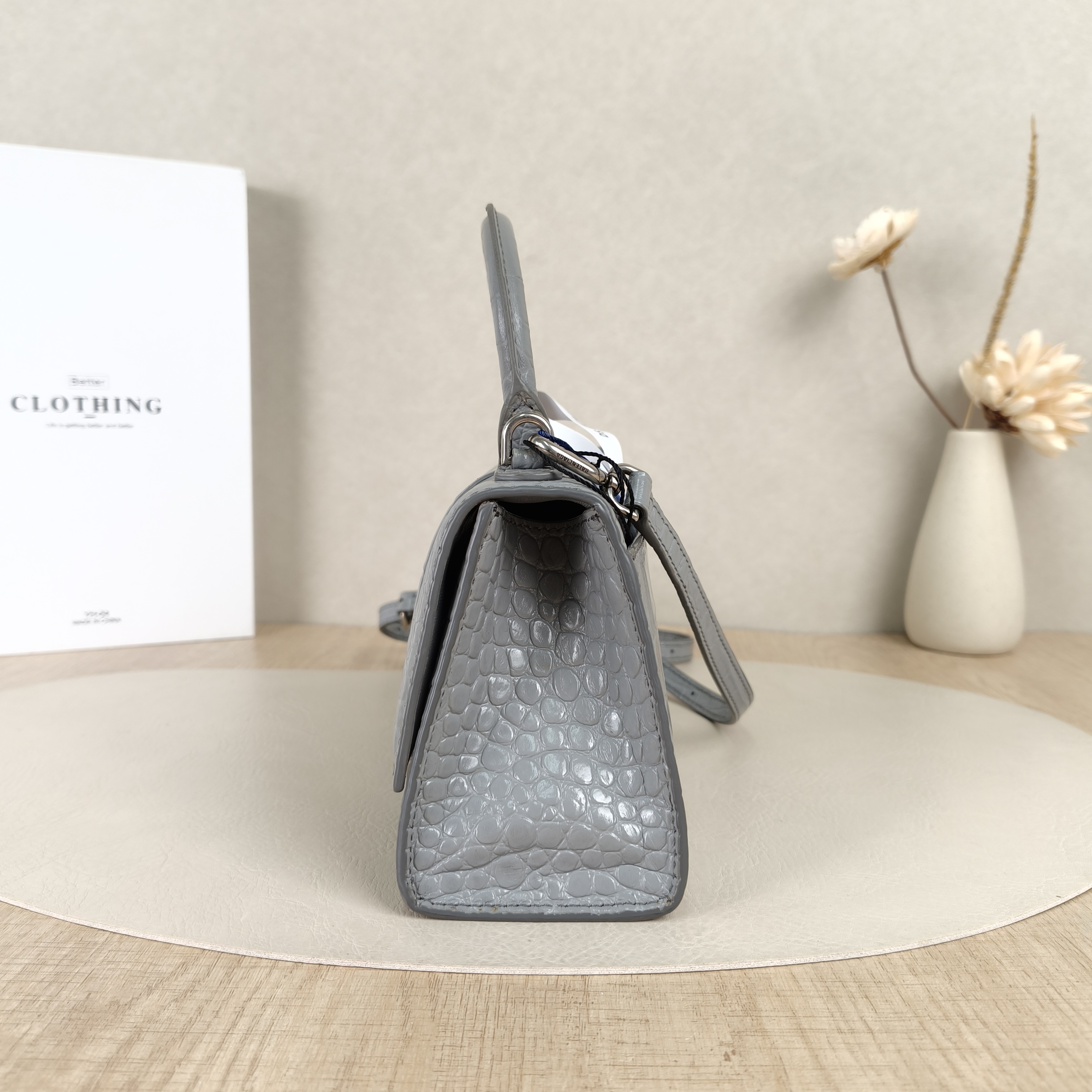 BALENCIAGA Crossbody Bag Hourglass Hourglass Bag Grey Calfskinmini19 × 5 × 12 cm — cover view 6 of 8