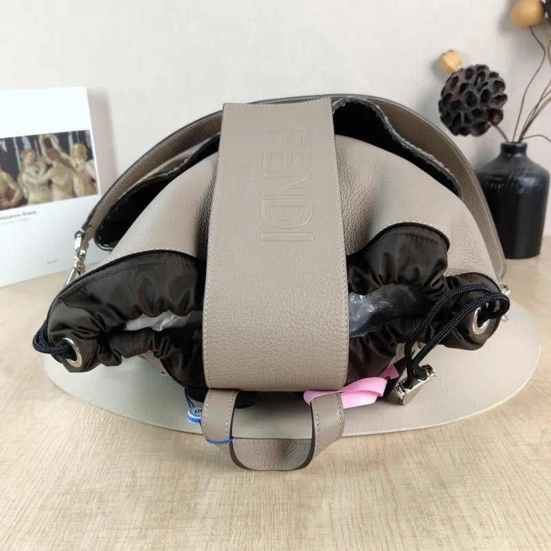 FENDI Backpack Backpack Grey Calfskin One Size 30 × 16 × 40 cm — detail view 3 of 12