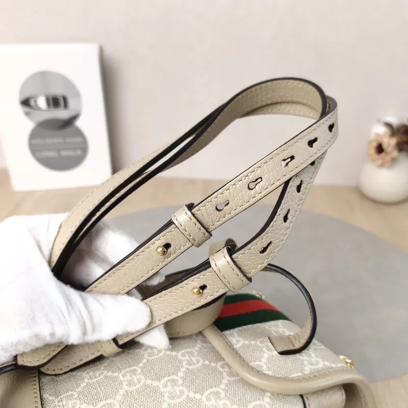 GUCCI Backpack ophidia g Backpack White Monogram PVC Mini 20.5 × 12 × 20 cm — detail view 1 of 12