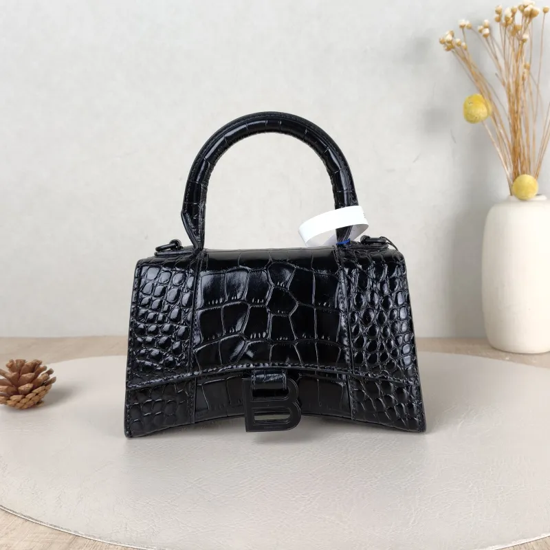 BALENCIAGA Crossbody Bag Hourglass Hourglass Bagsoblack Black Calfskin Mini 19 × 5 × 12 cm