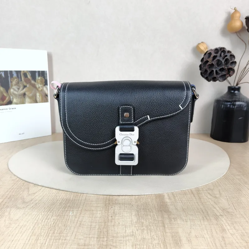 DIOR Crossbody Bag Black Calfskin Small 23 × 6 × 17.5 cm
