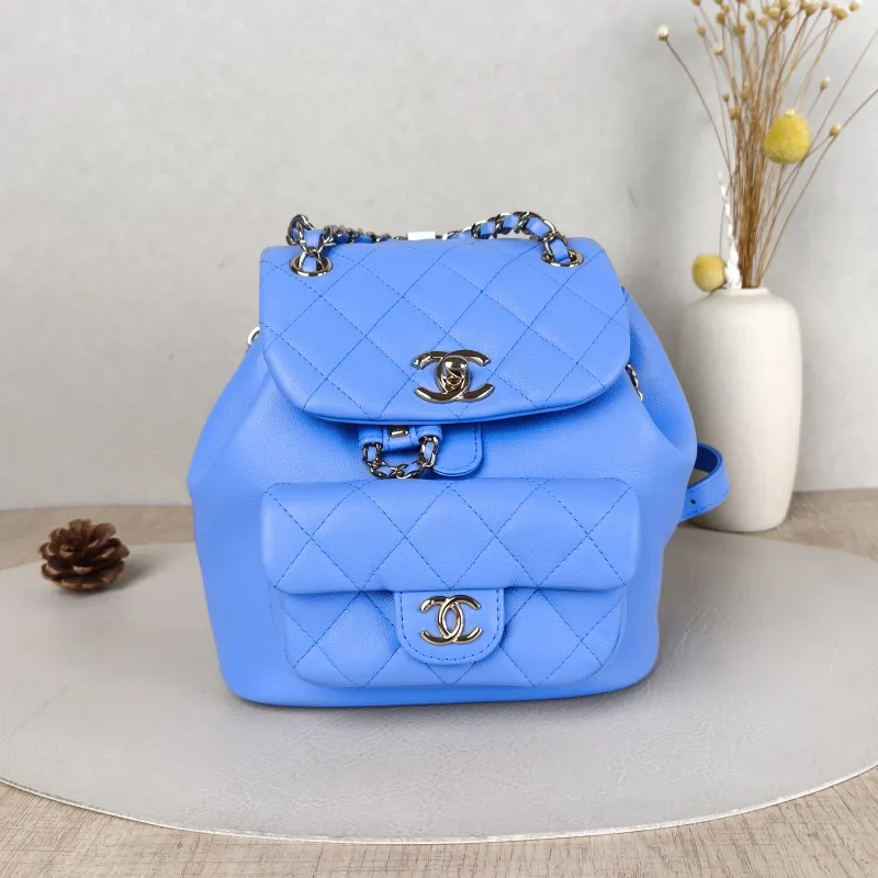 Chanel Backpack Duma Blue Calfskin Small18 × 12 × 18.5 cm