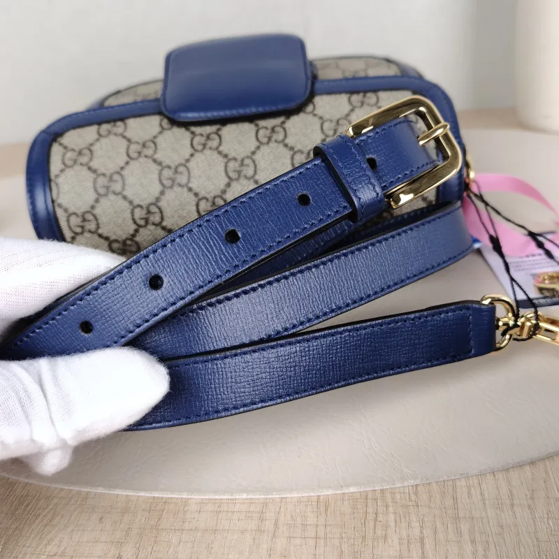 GUCCI Crossbody Bag Horsebit 1955 Horsebit Small Blue Monogram PVC Calfskin Small 20.5 × 5 × 14.5 cm — detail view 8 of 13