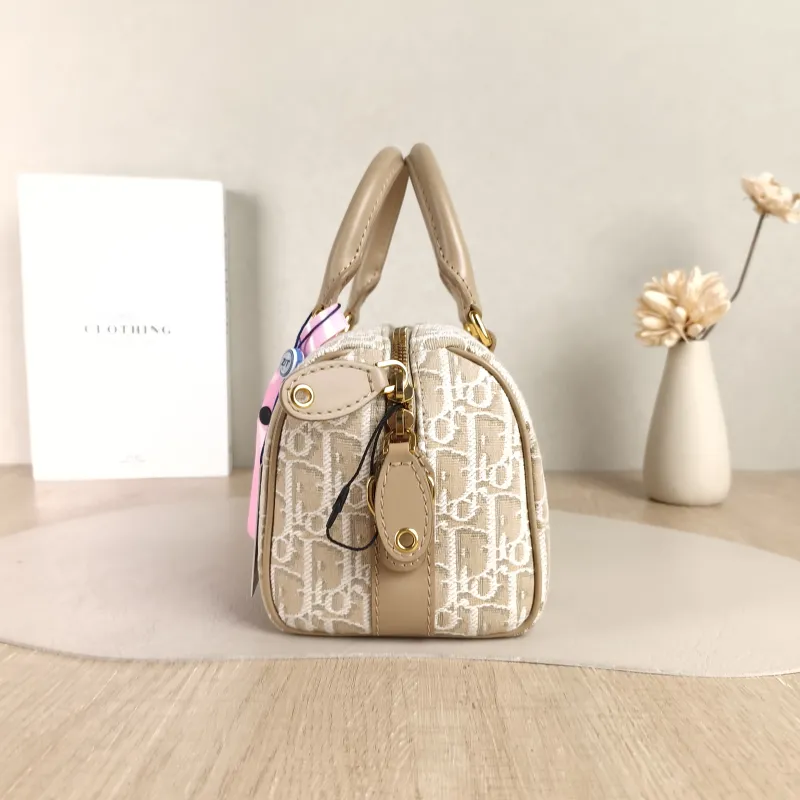 DIOR Shoulder Bag Groove 20 Top Handle Bag Taupe Canvas Small 20.5 × 12 × 13.5 cm — detail view 4 of 11