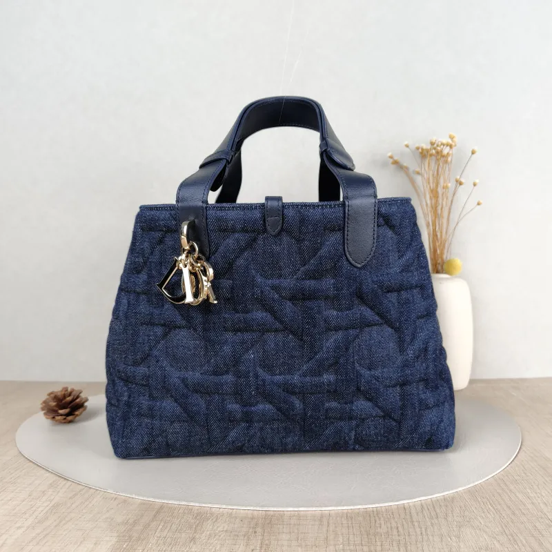DIOR Top Handle Bag TOUJOURS Navy Medium 28.5 × 17 × 21.5 cm