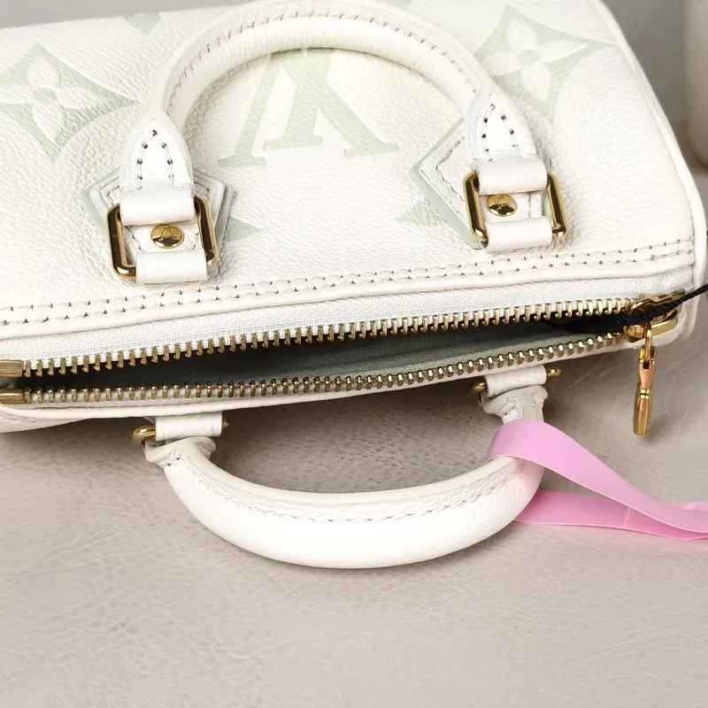Louis Vuitton Crossbody Bag Speedy Nano White · Green Empreinte Embossed Calfskin nano 16 × 7.5 × 10 cm — detail view 9 of 10