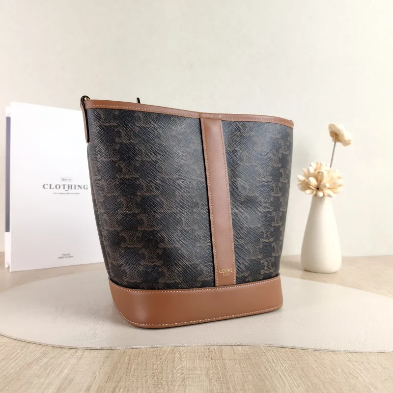 CELINE Crossbody Bag Triomphe Bucket Bag Monogram PVC Small 22 × 13 × 26 cm — cover view 3 of 5