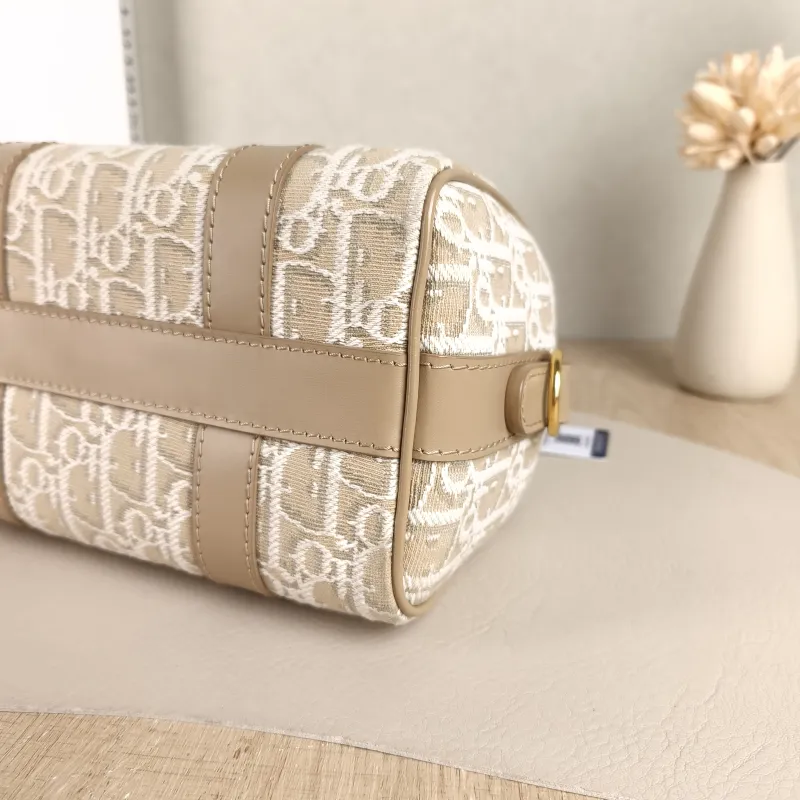 DIOR Shoulder Bag Groove 20 Top Handle Bag Taupe Canvas Small 20.5 × 12 × 13.5 cm — detail view 3 of 11