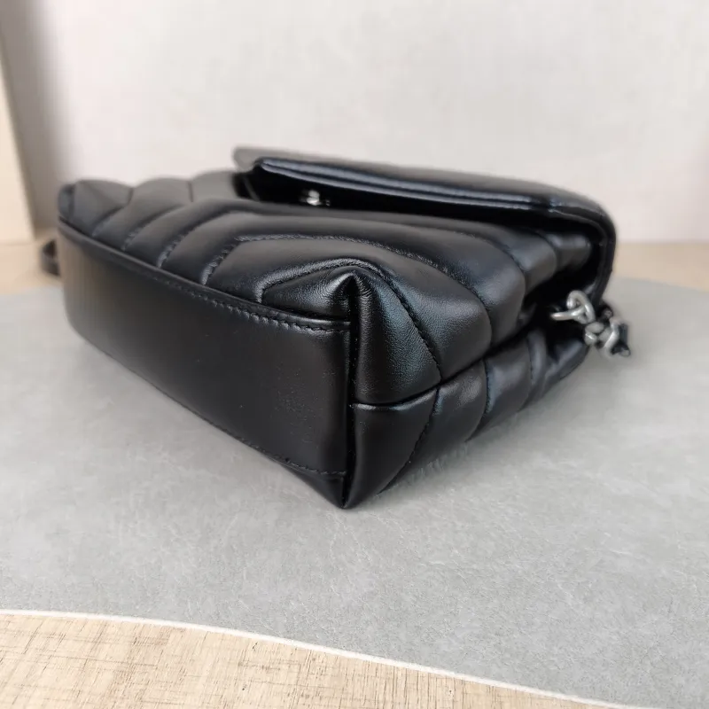 SAINT LAURENT Crossbody Bag LOULOU Black Calfskin Mini 20 × 7.5 × 14 cm — detail view 3 of 12