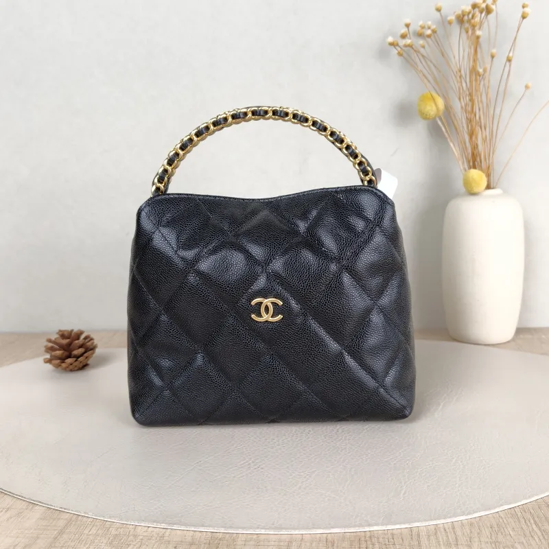 Chanel Crossbody Bag Woven Black Grained Calfskin One Size 18.5 × 7 × 14.5 cm