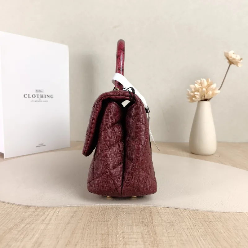 Chanel Crossbody Bag Coco Handle​Burgundy Calfskin Small24 × 10 × 14 cm — detail view 6 of 11