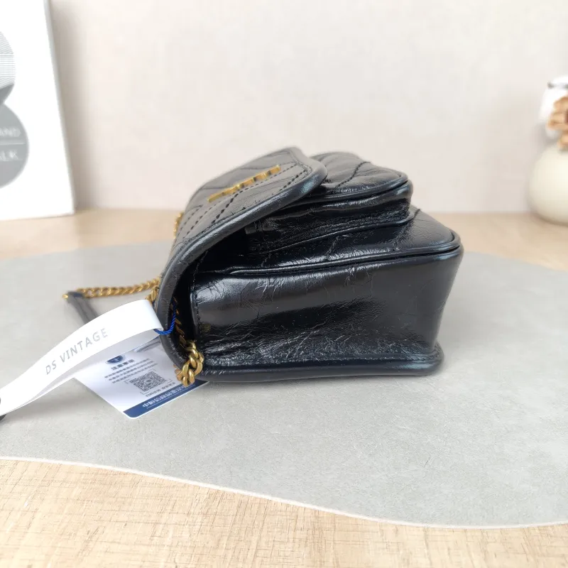 SAINT LAURENT Crossbody Bag Niki Black Waxed Leather Calfskin Mini 18 × 5 × 12.5 cm — detail view 10 of 10