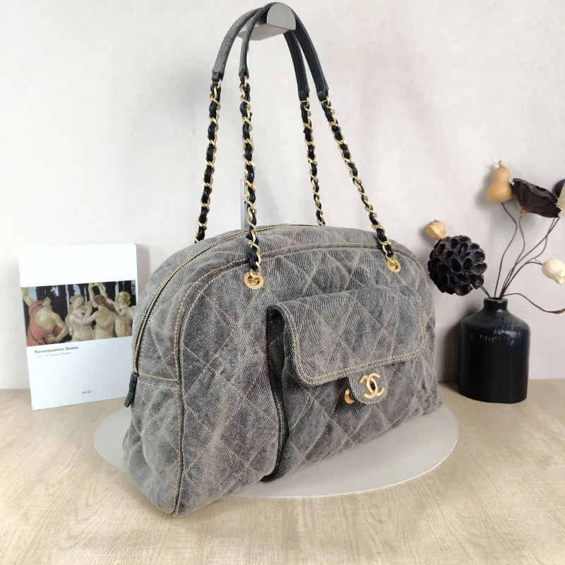 Chanel Crossbody Bag Bowling Bag Grey One Size 43 × 15 × 27 cm — cover view 3 of 5