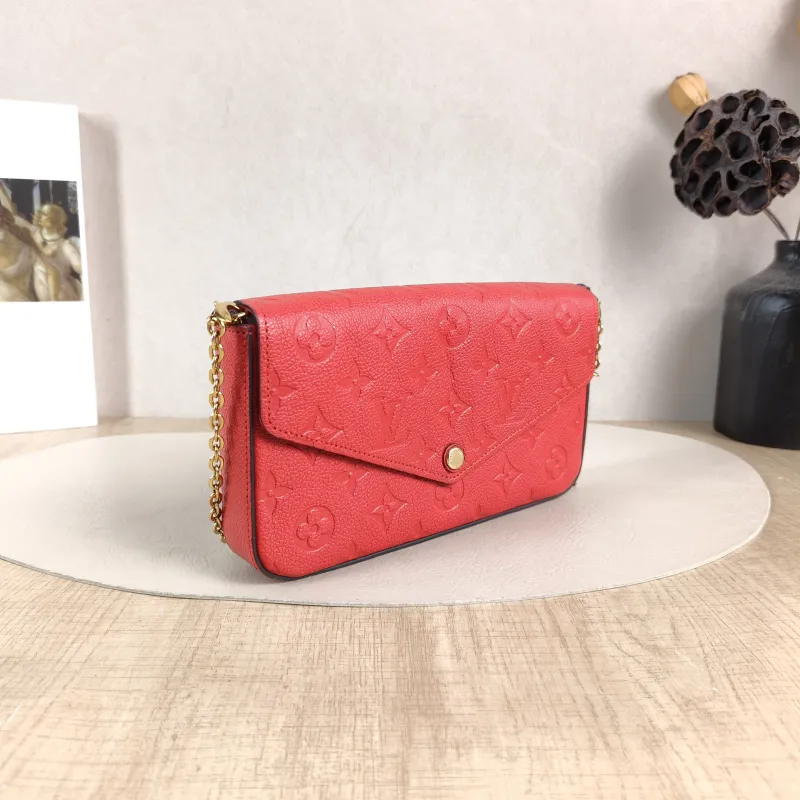 Louis Vuitton Crossbody Bag Pochette Félicie Red Calfskin Small 21 × 3 × 12 cm — cover view 3 of 5