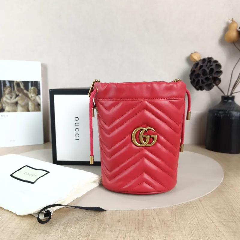 GUCCI Crossbody Bag GG Marmont Marmont Red Calfskin Small 14 × 13 × 17 cm — cover view 6 of 6