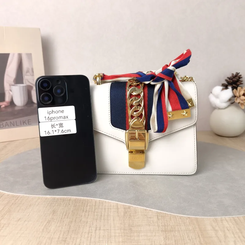 GUCCI Shoulder Bag Sylvie Shoulder Strap Edition White CC alfskin Mini 19 × 8 × 14 cm — cover view 2 of 5