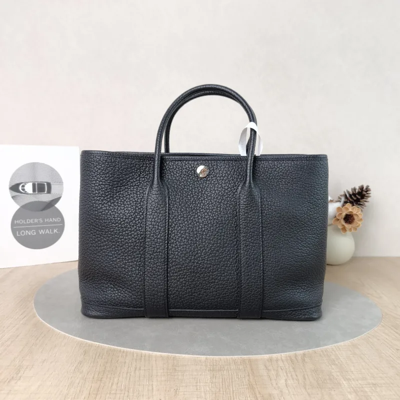 Hermès Top Handle Bag Garden Party 30 30Black Negonda Calfskin Medium30 × 13 × 21 cm