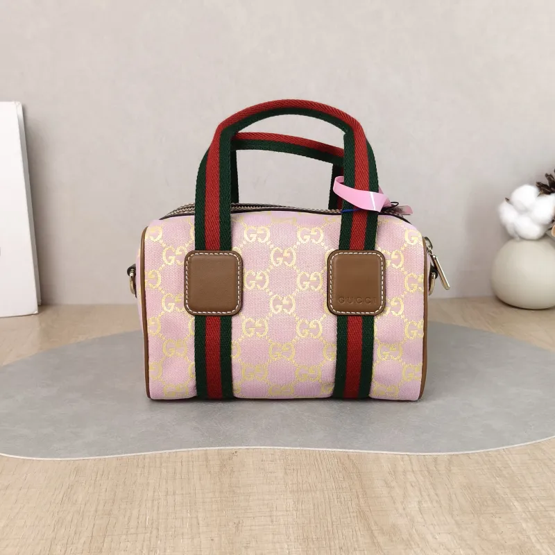 GUCCI Top Handle Bag Ophidia Pink Canvas One Size 20 × 12 × 13 cm — cover view 3 of 5