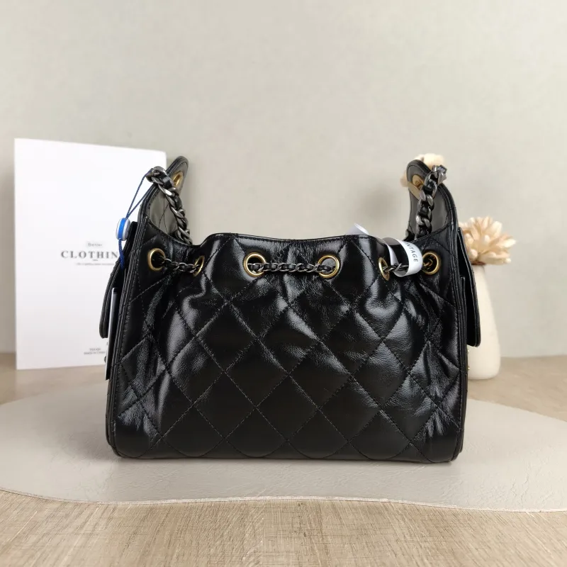Chanel Shoulder Bag 25Bag Black Waxed Leather Calfskin Mini 20 × 12.5 × 22 cm — cover view 3 of 5