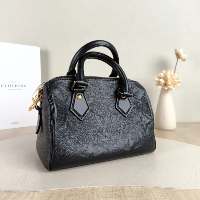 Louis Vuitton Crossbody Bag Speedy20 Black Monogram Empreinte Embossed Calfskin Small 20.5 × 12 × 13.5 cm — cover view 4 of 6