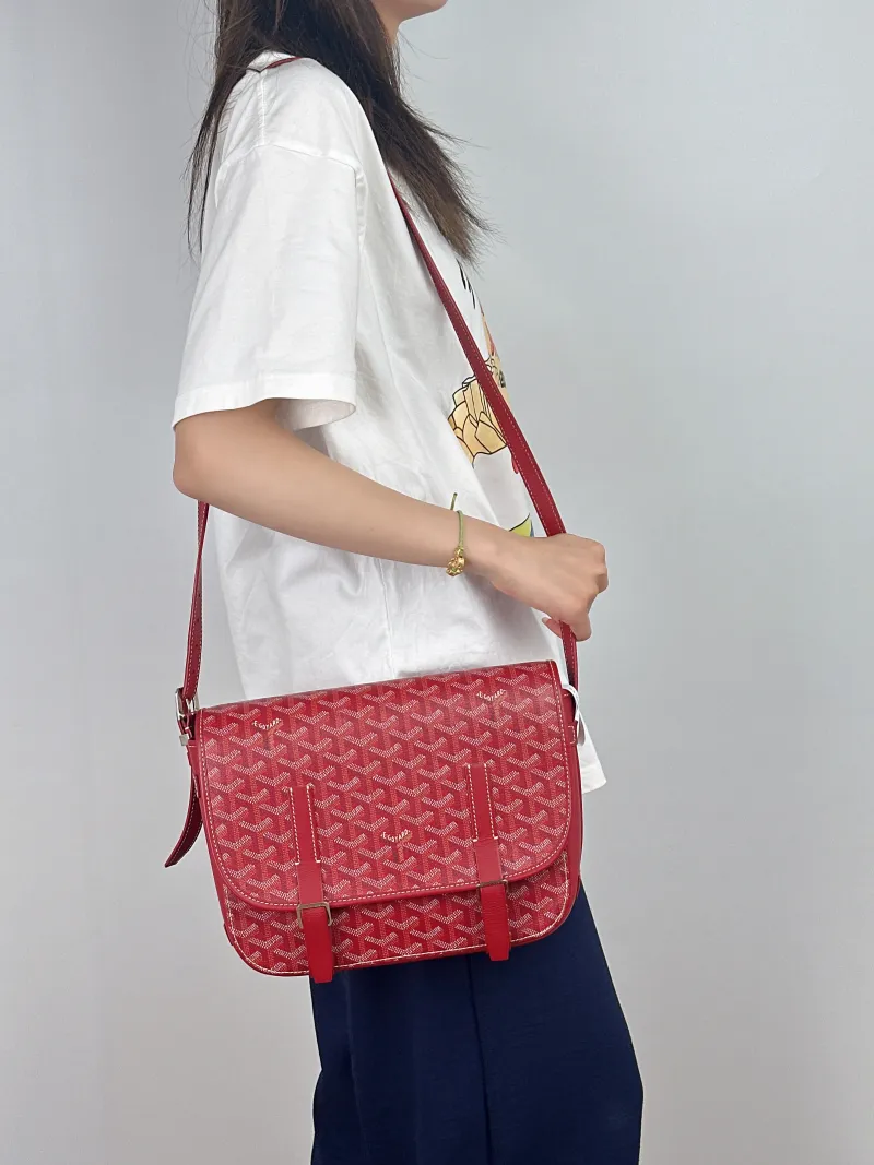 GOYARD Crossbody Bag Messenger Bag Crossbody Bag Red PVC 28.5 × 8 × 20 cm — on-model view 1 of 2