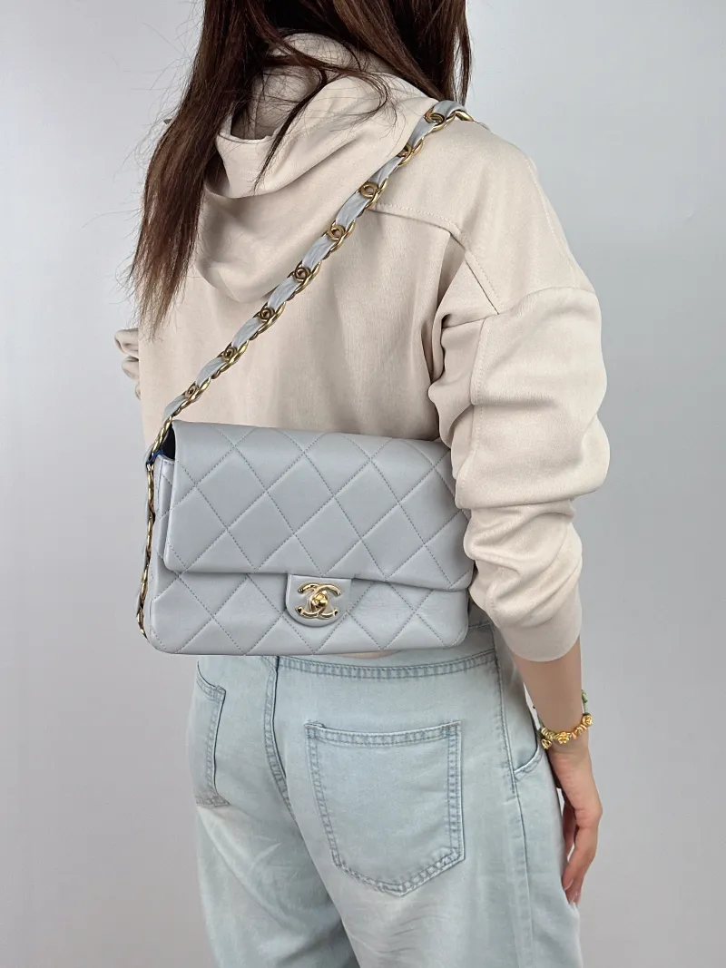 Chanel Crossbody Bag cf Collection Crossbody Bag Blue Lambskin 24.5 × 8 × 16 cm — on-model view 2 of 2