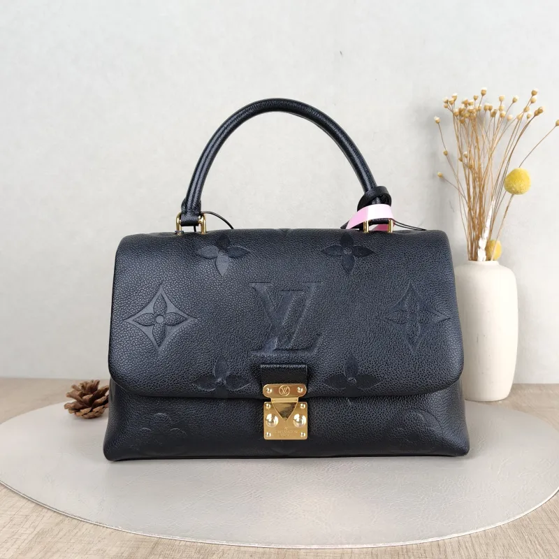 Louis Vuitton Crossbody Bag MADELEINE Black Monogram Empreinte Embossed Calfskin Medium 30 × 11 × 19.5 cm