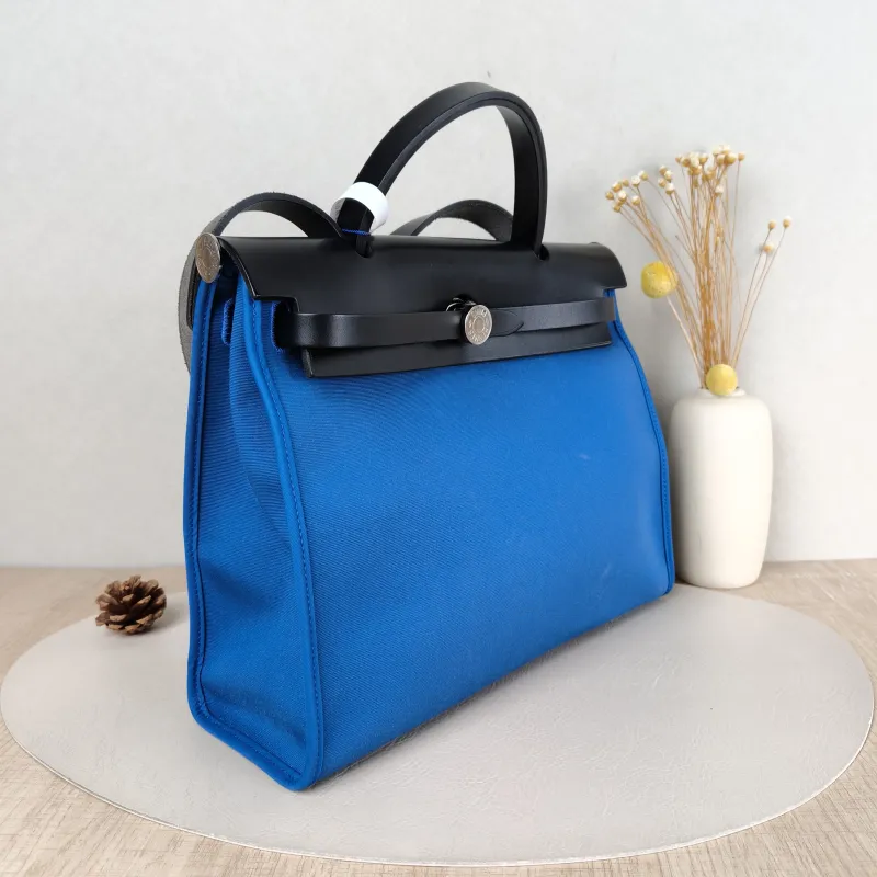 Hermès Crossbody Bag Herbag 31 Blue Black Canvas Medium 30.5 × 11 × 25.5 cm C — cover view 4 of 5