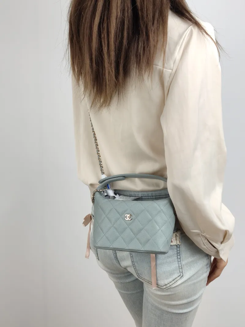 Chanel Crossbody Bag Crossbody Bag Blue Grained Calfskin One Size 21.5 × 7.5 × 19 cm — on-model view 2 of 2