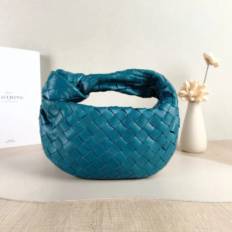 Bottega Veneta Top Handle Bag Jodie Blue Lambskin Mini 28 × 8 × 23 cm